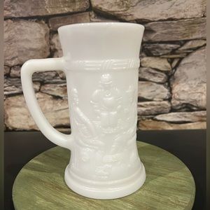 Federal Milk Glass Beer Steins Pub Scene